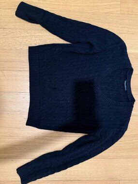 Brandy Melville Ida Cotton Cable Knit V-Neck Sweater